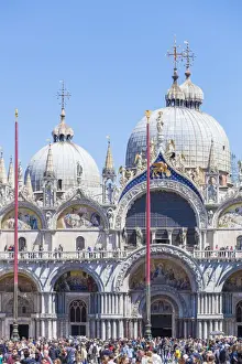 Crowded Prints: Piazza San Marco (St. Marks Square) with many tourists in front of the Basilica di San Marco