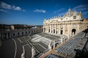 Piazza San Pietro Prints: Empty Piazza San Pietro in the Vatican