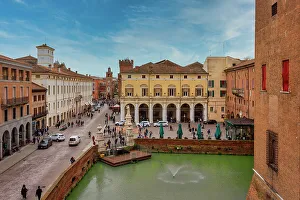 Photogenic Prints: Piazza Savonarola and castle moat, Ferrara, Emilia Romagna, Italy, Europe