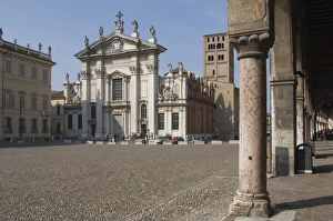 Mantua Prints: Piazza Sordello and the Duomo, Mantua, Lombardy, Italy, Europe