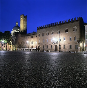 Mantua Prints: Piazza Sordello and the Torre della Gabbia, Mantua, Lombardy, Italy, Europe