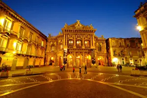 Catania Prints: Piazza Vincenzo Bellini and Teatro Massimo Bellini Opera House, Catania, Sicily, Italy
