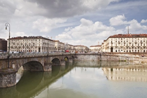 River Po Prints: Piazza Vittorio Veneto and the river Po, Turin, Piedmont, Italy, Europe