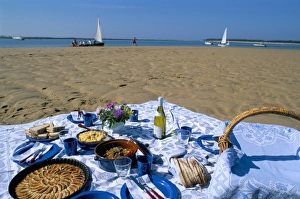 Lunch Prints: Picnic on the Banc du Pecheur, Commune des Portes, Ile de Re, Charente Maritime