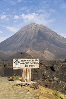 Cape Verde Prints: Pico de Fogo volcano in the background, Fogo (Fire), Cape Verde Islands, Africa