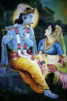 Trending: Picture of Hindu gods Krishna and Rada, India, Asia