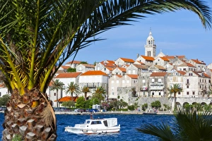 Picturesque Old Town Korcula and harbour, Korcula, Dalmatia, Croatia, Europe