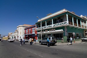 Cape Verde Prints: Picturesque old town with roads and buildings, Mindelo, Sao Vicente, Cape Verde, Africa