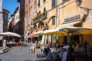 Lucca Prints: Picturesque street in Lucca, Tuscany, Italy, Europe