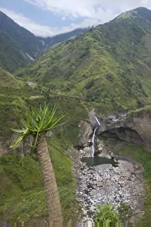 Ecuadorian Prints: A picturesque waterfall in the valley of the Rio Pastaza that flows from the Andes to the upper Amazon Basin