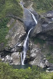 One of many picturesque waterfalls in the valley of the Rio Pastaza that flows from the Andes to the upper Amazon Basin