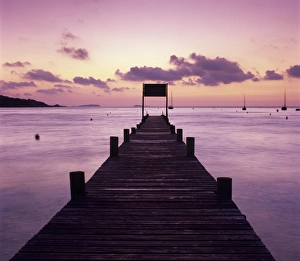 South East Corsica Prints: Pier at dawn, Plage de Santa Giulia