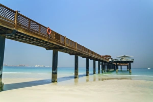 Jumeirah Beach Prints: A pier on Jumeirah beach, Dubai, United Arab Emirates, Middle East