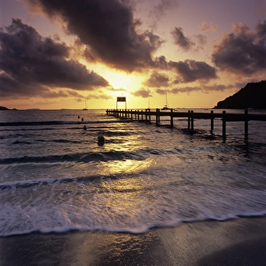 South East Corsica Prints: Pier at sunrise, Plage de Santa Giulia