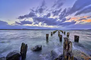 Piers Prints: Pier at sunrise, Puerto Natales, Torres del Paine National Park