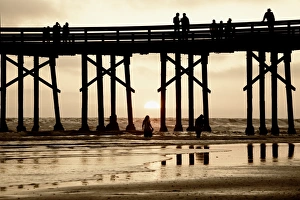 Group Of People Prints: Pier at sunset, Newport Beach, Orange County, California, United States of America