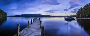 Wooden Post Gallery: Pier on Windermere at sunset, Lake District National Park, UNESCO World Heritage Site