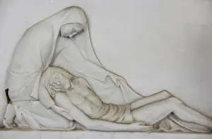 Cemeteries Prints: Pieta in Milano monumental cemetery, Milan, Lombardy, Italy, Europe