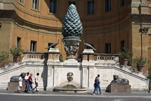 Pigna Prints: The Pigna statue and fountain in the Vatican Museum in the Vatican