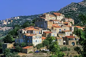 Roofs Prints: Pigna, village of the Balagne region, Upper Corsica, Northern Corsica, France, Europe