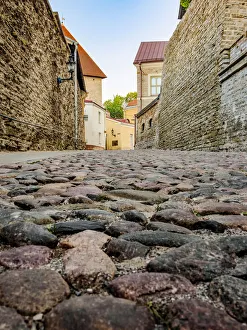Pikk jalg street, low angle view, Old Town, Tallinn, Estonia, Europe