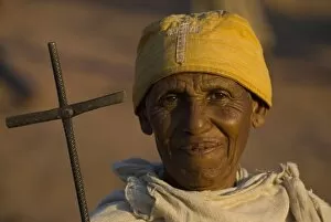 Images Dated 7th January 2008: Pilgrim during the celebrations for the Orthodox Christmas in Lalibela, Ethiopia, Africa
