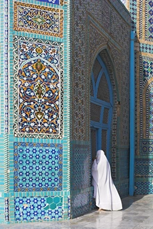 Afgani Prints: Pilgrim at the Shrine of Hazrat Ali, Mazar-i-Sharif, Balkh, Afghanistan, Asia