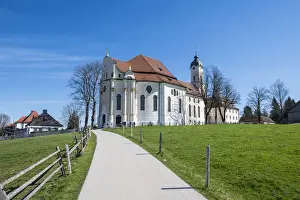 Typically German Prints: The Pilgrimage Church of Wies, UNESCO World Heritage Site, Steingaden, Bavaria, Germany