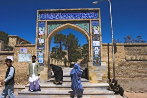 Herat Prints: Pilgrims at main entrance arch, Sufi shrine of Gazargah, Herat, Herat Province