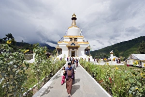 Pilgrims Prints: Pilgrims at the National Memorial Chorten, Thimphu, Bhutan, Asia