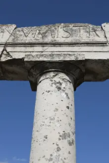 Latin Script Prints: Pillar in ancient Pompeii, UNESCO World Heritage Site, Campania, Italy, Europe
