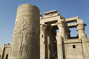 Pillar with bas-relief, Forecourt, Temple of Haroeris and Sobek, Kom Ombo, Egypt