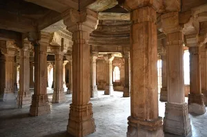 Architectural Feature Prints: Pillared prayer hall inside 15th century Sahar ki Masjid Mosque