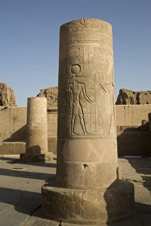 Inscription Prints: Pillars with bas-relief of the God Sobek, Forecourt, Temple of Haroeris and Sobek