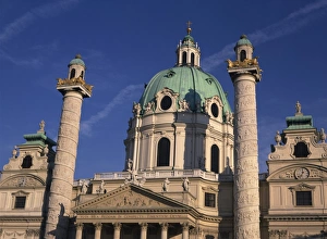 Vienna Prints: Pillars and dome of the Karlskirche in Vienna, Austria, Europe