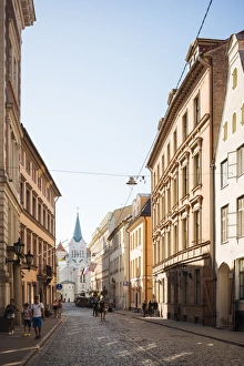 Vanishing Point Prints: Pils Iela Street, Riga, Latvia, Baltic States, Europe