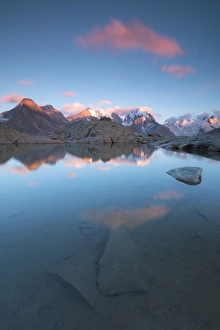 Pink clouds at sunset on Piz Bernina, Fuorcla Surlej, Corvatsch, Engadine, Canton of Graubunden