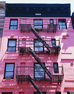 Stairway Prints: Pink facade and stairs in Soho