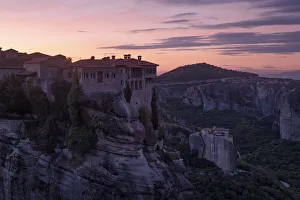Trikala Prints: A pink sunrise on Varlaam Monastery, Meteora, UNESCO World Heritage Site, Thessaly