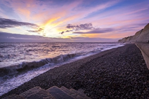 Pink Prints: Pink sunset at the Telscombe Cliffs