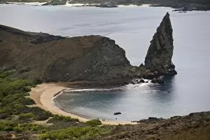 Pinnacle and beach, Bartolome Island, Galapagos, UNESCO World Heritage Site