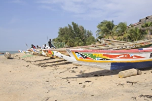 Western Africa Prints: Pirogues or fishing boats, Fishing Village, Saly, Senegal, West Africa, Africa