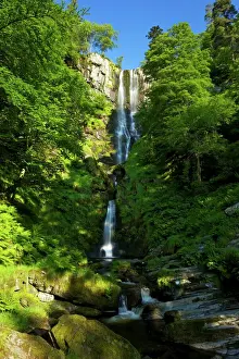 Water Fall Prints: Pistyll Rhaeadr waterfall near Llanrhaeadr-ym-Mochnant, early morning in June