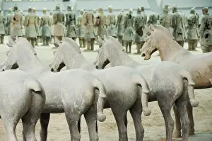 Pit 1, Mausoleum of the first Qin Emperor housed in The Museum of the Terracotta Warriors opened in 1979 near Xian City, Shaanxi Province