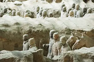 Pit 1, Mausoleum of the first Qin Emperor housed in The Museum of the Terracotta Warriors opened in 1979 near Xian City, Shaanxi Province