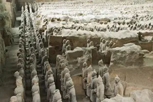 Pit 1, Mausoleum of the first Qin Emperor housed in The Museum of the Terracotta Warriors opened in 1979 near Xian City, Shaanxi Province