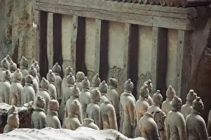Pit 1, Mausoleum of the first Qin Emperor housed in The Museum of the Terracotta Warriors opened in 1979 near Xian City, Shaanxi Province