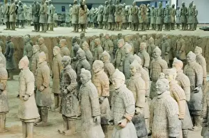 Pit 1, Mausoleum of the first Qin Emperor housed in The Museum of the Terracotta Warriors opened in 1979 near Xian City, Shaanxi Province