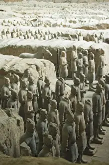 Pit 1, Mausoleum of the first Qin Emperor housed in The Museum of the Terracotta Warriors opened in 1979 near Xian City, Shaanxi Province