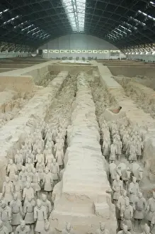 Pit 1, Mausoleum of the first Qin Emperor housed in The Museum of the Terracotta Warriors opened in 1979 near Xian City, Shaanxi Province